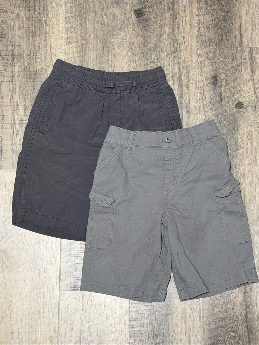 Kids Cargo Shorts - Gray and Charcoal Size 8 Boys Set of 2